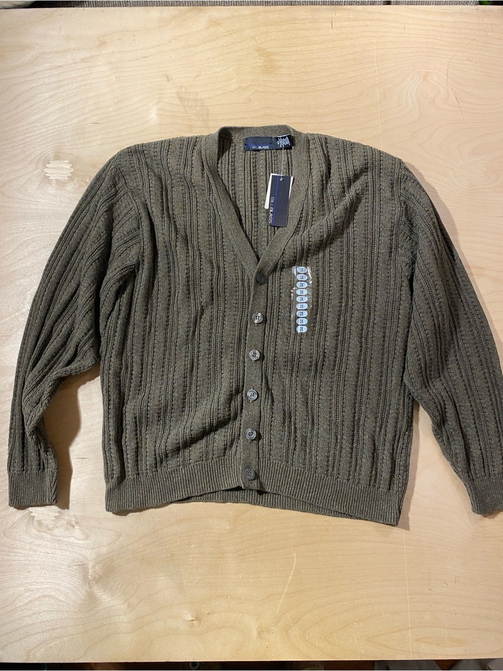 bill blass Olive Knit Button-Front Men's Cardigan 2X (SX)